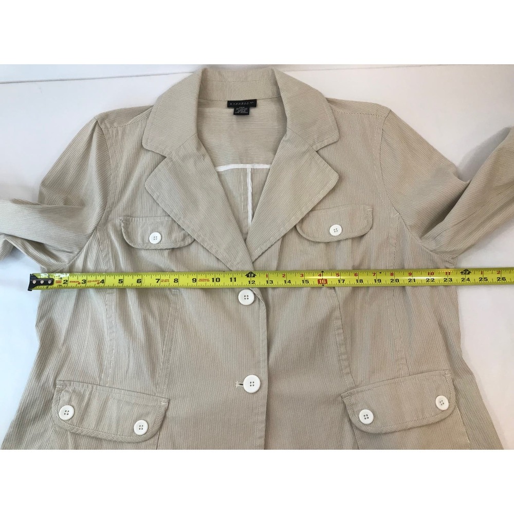 Rafaella Women Jacket Blazer Dobby Stripe Cream Cotton Two Buttons Size 20W - Picture 12 of 12